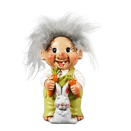 Troll med påskhare, H 10cm, 1/låda, Grön, Trolls