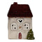 Hus fördekoration med LED, H 9,8cm, Grå/Brun