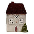 Hus fördekoration med LED, H 9,8cm, Grå/Brun
