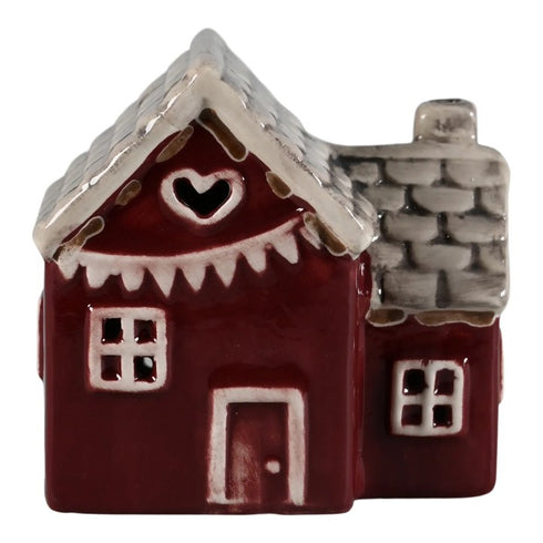 Hus fördekoration med LED, H 8,4cm, Brun
