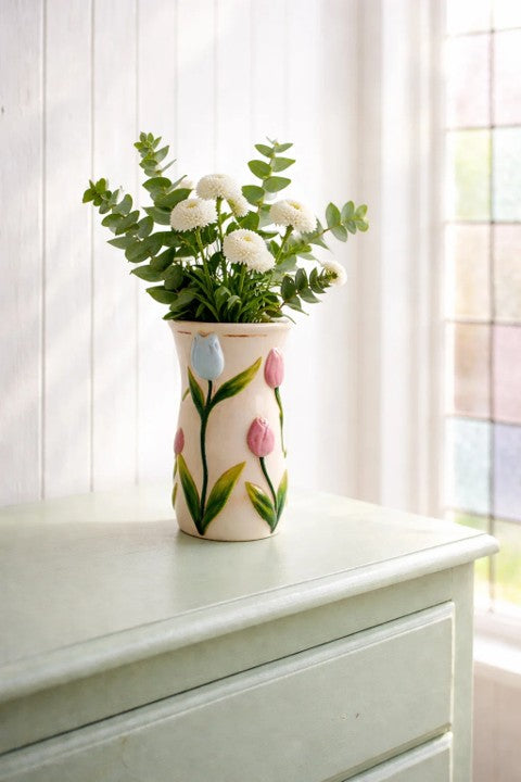 Vas, Blomma, vit, H17cm