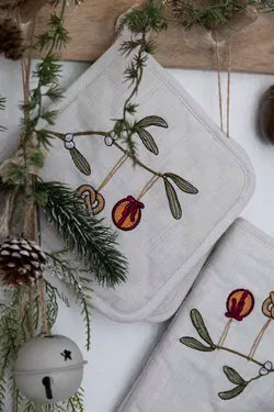 Grytlappar, Christmas Ornaments, 20x20cm, Vit