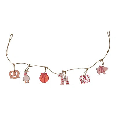 Girlang m. julfigurer, L 80cm, Trä