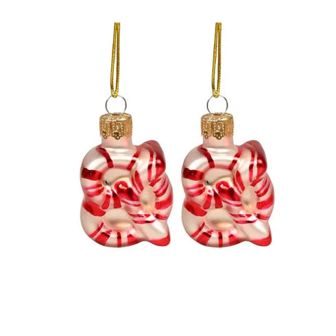 Figurkulor i glas, Pretzels H4,2cm, 2/box, Röd/vit