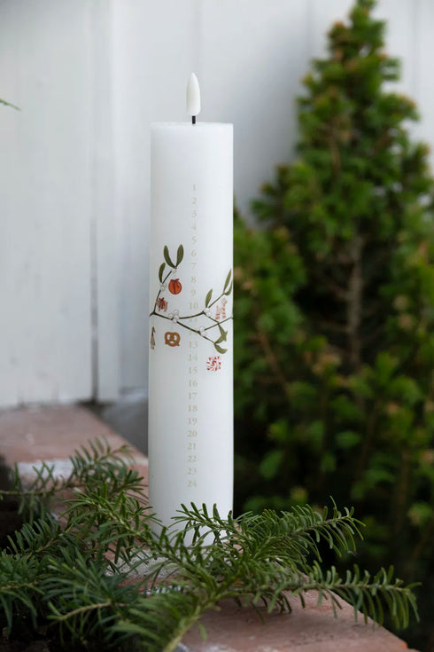 Kalenderljus 1-24, LED, fjärrkontroll, H24,5cm, Vit