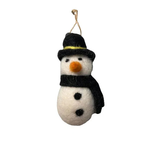 Snögubbe, H8cm, Filt, Vit