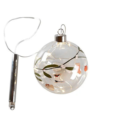 Julkula m LED, Glas, Dia12cm, med timer 6H på/18H av