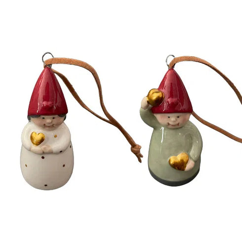 Tomtar att hänga, H 7cm, Röd/Vit/Grön