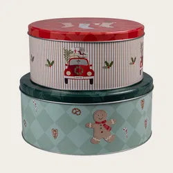 Plåtlådor, 2/set, Dia. 19,7/16,7cm, Grön/Röd