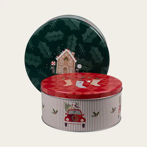 Plåtlådor, 2/set, Dia. 19,7/16,7cm, Grön/Röd