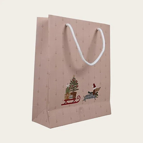 Presentpåse, Small, Släde, Holly, Beige,
