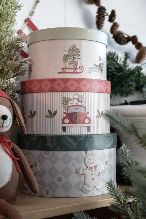 Presentaskar, Christmas Holiday, 3/set, H 12/13/14cm