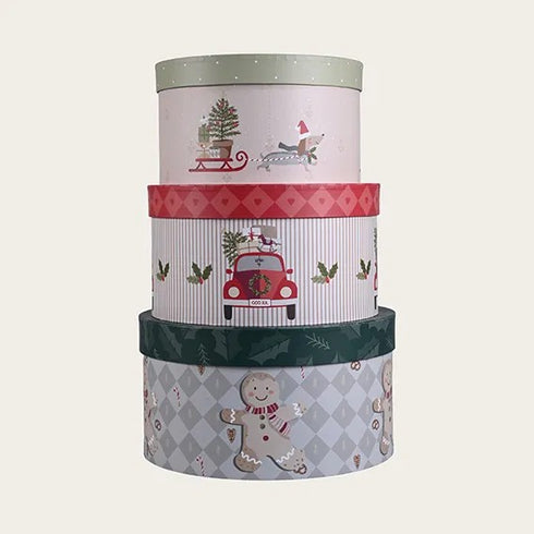 Presentaskar, Christmas Holiday, 3/set, H 12/13/14cm