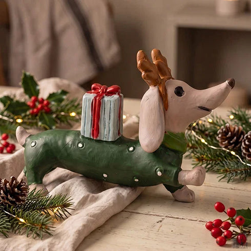 Christmas dachshund, green, H5cm