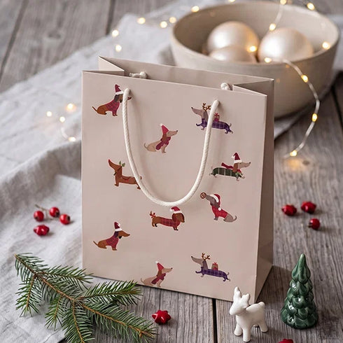 Gift bag, Christmas Dachshunds, 24cm