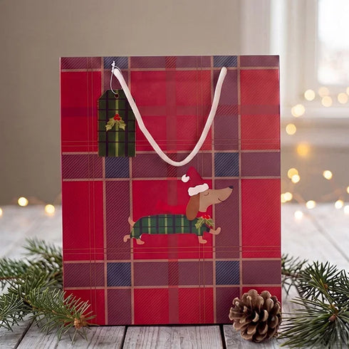 Gift bag, Christmas Dachshund, H32cm