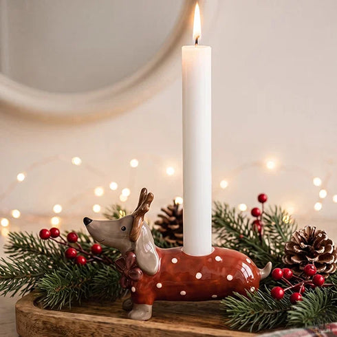 Dachshund Candlestick, red, 14cm