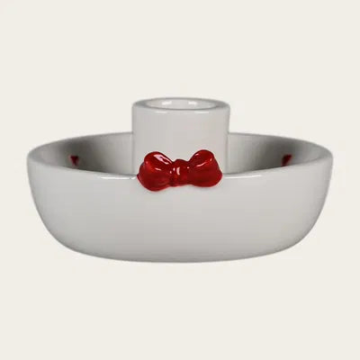 Ljusstake julrosett, Dia10cm, Dolomit, Vit