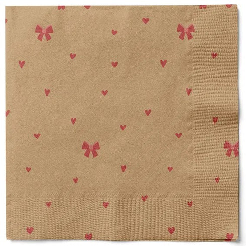 Servetter, 3-lags, Ljusbrun, Hjärtan