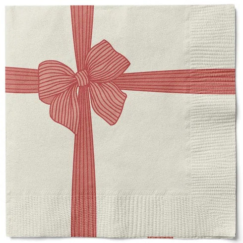 Servetter, 3-lags, Biege, Röd Julstjärna