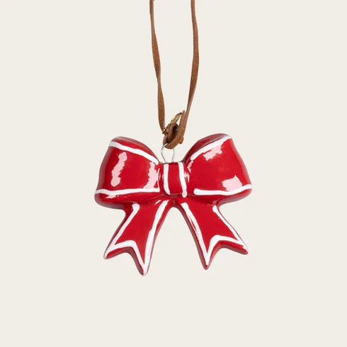 Christmas ribbon, H 5cm, Stoneware, Red
