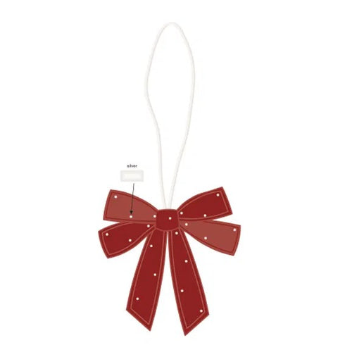 Julrosett med pärlor, H 7cm, Bomull, Röd