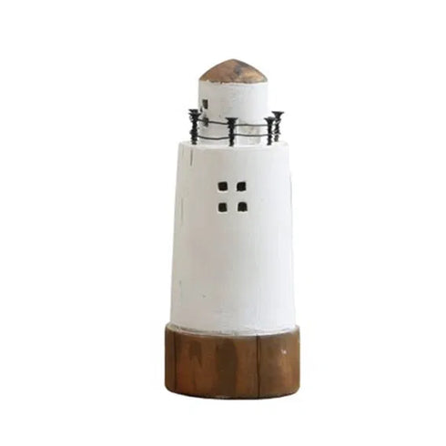 Fyr för dekoration, H20cm Trä, Vit