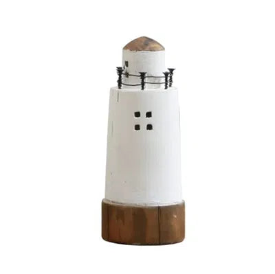Lighthouse for decoration, H20cm Wood, White