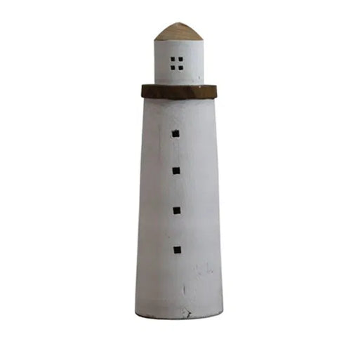 Fyr för dekoration, H40cm, Trä, Vit