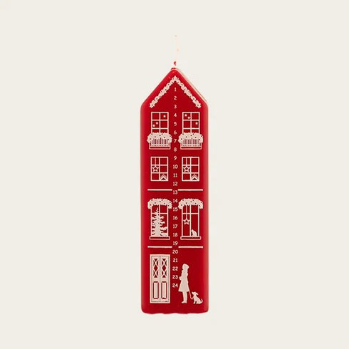 Kalenderljus Hus, rött, H 20cm