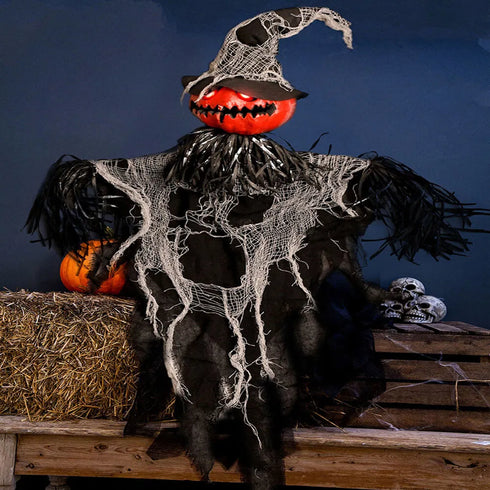 Halloween fågelskrämma, LED, ljud & ljus, H 125 cm