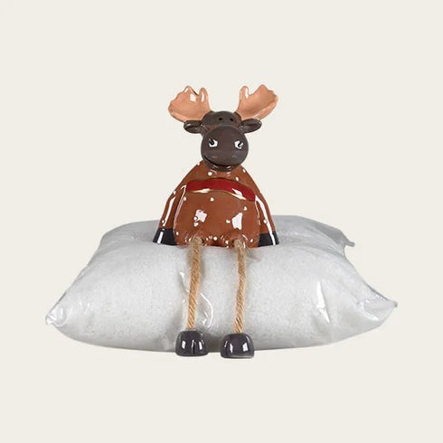 Julälg med hängande ben, brun, H 10cm, Keramik