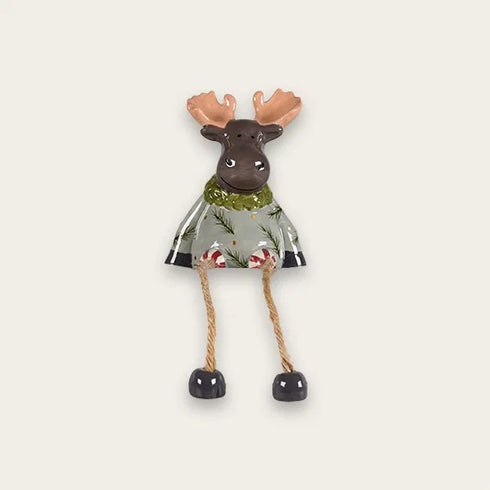 Julälg med hängande ben, grön, H 10cm, Keramik