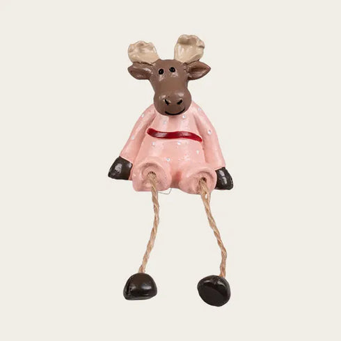 Magnet, moose with dangling legs, pink