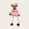 Magnet, moose with dangling legs, pink