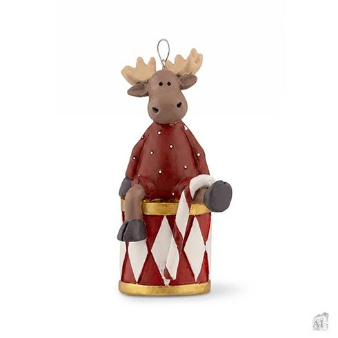 Christmas moose on drum H 10cm