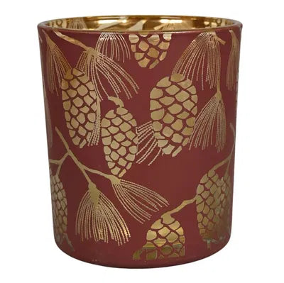 Ljuslykta, H10cm, Glas, Röd