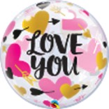 22" SINGLE BUBBLE 001CT LOVE YOU HEARTS & ARROWS