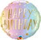 18" ROUND QX FOIL PRINT 001CT BDAY PASTEL OMBRE & STARS