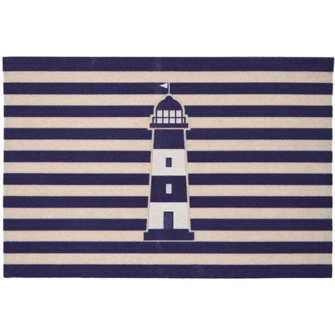 Nautisk, Dörrmatta, Fyr blå/vit-randig, 60x40cm