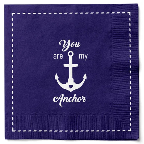 Servetter, 3-lags, Blå, Ankare, Nautiska