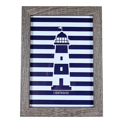 Lighthouse Blue & White, Framed Print, A5