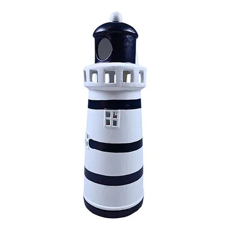 Nautisk Fyr med lampa, H32cm, randig