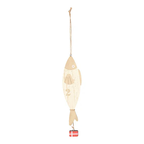 Fish for hanging, H 23cm, Wood, Cream