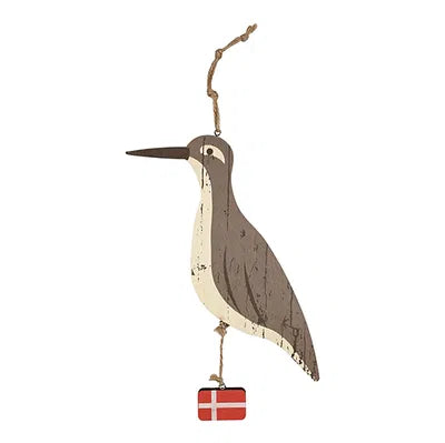 Fågel för upphängning, H 27 cm, Trä, Grå