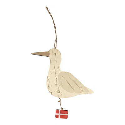 Fågel för upphängning, H 28 cm, Trä, Vit