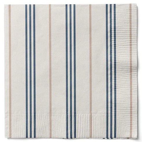 Servetter, 3-lags, Vit/Blå, Randiga, Nautiska