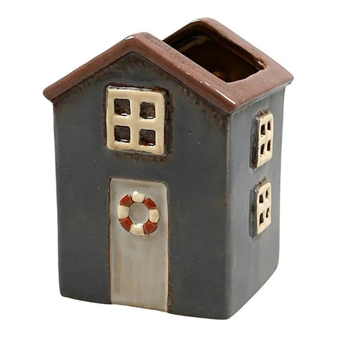 Keramikhus, Blomkruka, Gråblått, H 12cm