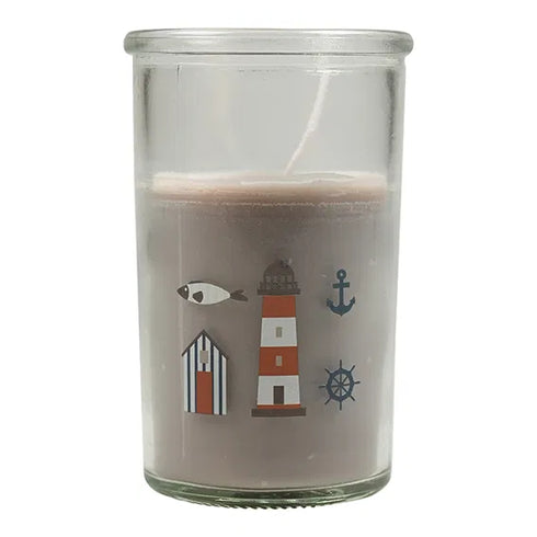 Ljus i glas, H10cm, Beige