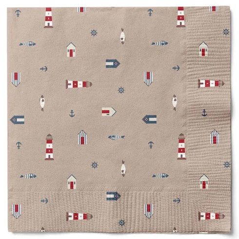 Servetter, 3-lags, Beige, Nautiska